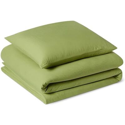 Amazon Bettwäsche 135x200 2teilig Vorgewaschene Mikrofaser, Extra Weich mit Knitter-Look, Bügelfrei, Bettbezug 135x200 cm & 1 Kissenbezug 80x80 cm, Grün Amazon Bettwäsche 135x200 2teilig Vorgewaschene Mikrofaser, Extra Weich mit Knitter-Look, Bügelfrei, Bettbezug 135x200 cm & 1 Kissenbezug 80x80 cm, Grün
