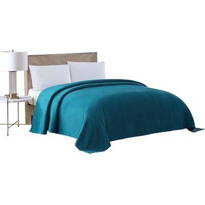 Beatrice Home Fashions Bettüberwurf aus Chenille mit Rillenmuster, Queen-Size-Größe, Pfauenblau Beatrice Home Fashions Bettüberwurf aus Chenille mit Rillenmuster, Queen-Size-Größe, Pfauenblau