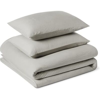 Amazon Bettwäsche-Set, Vorgewaschene Mikrofaser, Extra Weich mit Knitter-Look, Bügelfrei, Bettbezug 240cm x 220cm & 2 Kissenbezüge 50cm x 80cm, 3-teilig, Grau Amazon Bettwäsche-Set, Vorgewaschene Mikrofaser, Extra Weich mit Knitter-Look, Bügelfrei, Bettbezug 240cm x 220cm & 2 Kissenbezüge 50cm x 80cm, 3-teilig, Grau