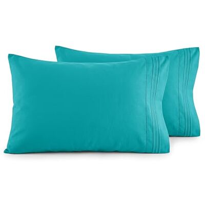 Elegant Comfort Luxuriöses, ultraweiches 2-teiliges Kissenbezug-Set, 1500 Premium-Mikrofaser in Hotelqualität, doppelt gebürstet, knitterfrei, Standard/Queen, Türkis Elegant Comfort Luxuriöses, ultraweiches 2-teiliges Kissenbezug-Set, 1500 Premium-Mikrofaser in Hotelqualität, doppelt gebürstet, knitterfrei, Standard/Queen, Türkis