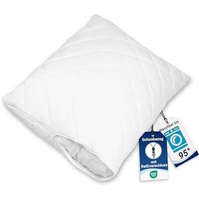 ZOLLNER gesteppter Kissenschutz in 65x100 cm – atmungsaktiver Schonbezug mit Reißverschluss Baumwollmix waschbar bis 95°C Hotelqualität Oeko Tex® Zertifiziert ZOLLNER gesteppter Kissenschutz in 65x100 cm – atmungsaktiver Schonbezug mit Reißverschluss Baumwollmix waschbar bis 95°C Hotelqualität Oeko Tex® Zertifiziert