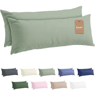 Lavea ® 2er Set Kissenbezug 40x145 Eukalyptus Kopfkissenbezug 100% Mikrofaser Kissenhülle Bügelfrei & Knitterfrei mit Reißverschluss Lavea ® 2er Set Kissenbezug 40x145 Eukalyptus Kopfkissenbezug 100% Mikrofaser Kissenhülle Bügelfrei & Knitterfrei mit Reißverschluss