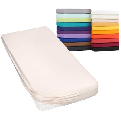 Moon Spannbetttuch Spannbettlaken auch für`s Wasserbett 160g/m² Jersey Line green-natur-140x200-160x220 Moon Spannbetttuch Spannbettlaken auch für`s Wasserbett 160g/m² Jersey Line green-natur-140x200-160x220