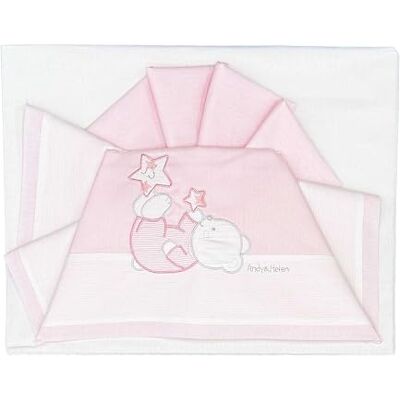 ANDY & HELEN Bettwäsche-Set für Kinderwagen, Bestickt, Spannbettlaken mit Gummibändern und Kissenbezug, Rosa ANDY & HELEN Bettwäsche-Set für Kinderwagen, Bestickt, Spannbettlaken mit Gummibändern und Kissenbezug, Rosa
