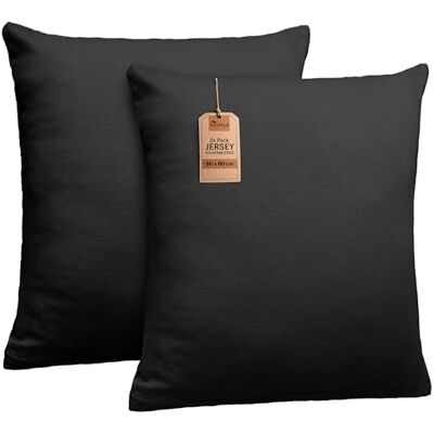 NatureMark 2er Set Jersey Kissenbezüge – Elastisch, weich, atmungsaktiv und hautfreundlich – Waschbare Kissenhülle 80x80 – Schwarz NatureMark 2er Set Jersey Kissenbezüge – Elastisch, weich, atmungsaktiv und hautfreundlich – Waschbare Kissenhülle 80x80 – Schwarz