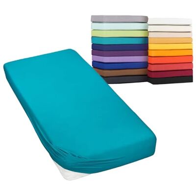 Moon Spannbetttuch Spannbettlaken auch für`s Wasserbett 160g/m² Jersey Line Green (140x200-160x220, Petrol) Moon Spannbetttuch Spannbettlaken auch für`s Wasserbett 160g/m² Jersey Line Green (140x200-160x220, Petrol)