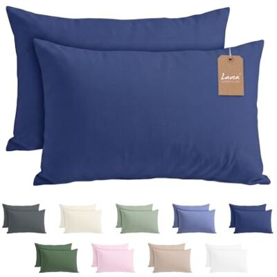 Lavea ® 2er Set Kissenbezug 50x70 Navyblau Kopfkissenbezug 100% Mikrofaser Kissenhülle Bügelfrei & Knitterfrei mit Reißverschluss Lavea ® 2er Set Kissenbezug 50x70 Navyblau Kopfkissenbezug 100% Mikrofaser Kissenhülle Bügelfrei & Knitterfrei mit Reißverschluss