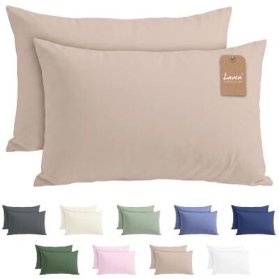 Lavea ® 2er Set Kissenbezug 50x70 Sand Kopfkissenbezug 100% Mikrofaser Kissenhülle Bügelfrei & Knitterfrei mit Reißverschluss Lavea ® 2er Set Kissenbezug 50x70 Sand Kopfkissenbezug 100% Mikrofaser Kissenhülle Bügelfrei & Knitterfrei mit Reißverschluss