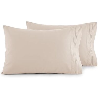 Elegant Comfort Luxuriöses, ultraweiches 2-teiliges Kissenbezug-Set, 1500 Premium-Mikrofaser in Hotelqualität, doppelt gebürstet, knitterfrei, Standard/Queen, Creme/Hellbraun Elegant Comfort Luxuriöses, ultraweiches 2-teiliges Kissenbezug-Set, 1500 Premium-Mikrofaser in Hotelqualität, doppelt gebürstet, knitterfrei, Standard/Queen, Creme/Hellbraun