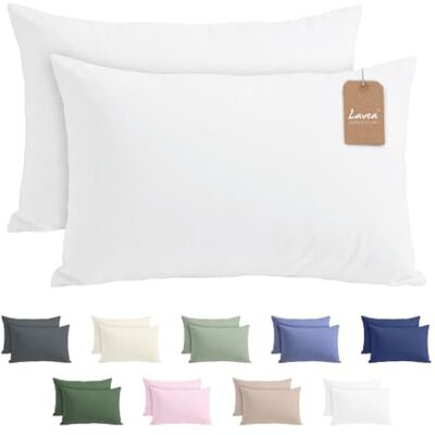 Lavea ® 2er Set Kissenbezug 40x60 Weiß Kopfkissenbezug 100% Mikrofaser Kissenhülle Bügelfrei & Knitterfrei mit Reißverschluss Lavea ® 2er Set Kissenbezug 40x60 Weiß Kopfkissenbezug 100% Mikrofaser Kissenhülle Bügelfrei & Knitterfrei mit Reißverschluss
