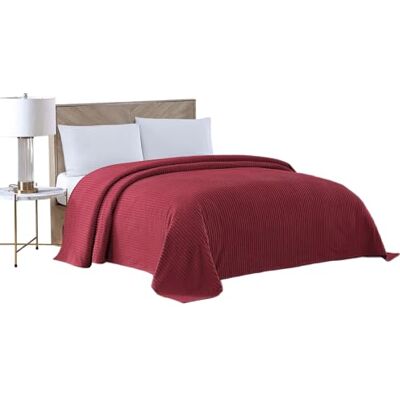 Beatrice Home Fashions Bettüberwurf aus Chenille mit Rillenmuster, Queen-Size-Größe, Burgunderrot Beatrice Home Fashions Bettüberwurf aus Chenille mit Rillenmuster, Queen-Size-Größe, Burgunderrot