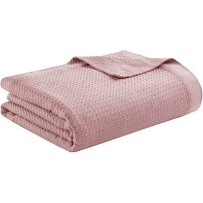 Madison Park Sommerdecke aus 100% ägyptischer Baumwolle, weich, atmungsaktiv, Waffelstrick, klassisches Design, ganzjährige, leichte Decke für Bett, Couch und Sofa, Rosa, Kingsize (274 x 229 cm) Madison Park Sommerdecke aus 100% ägyptischer Baumwolle, weich, atmungsaktiv, Waffelstrick, klassisches Design, ganzjährige, leichte Decke für Bett, Couch und Sofa, Rosa, Kingsize (274 x 229 cm)