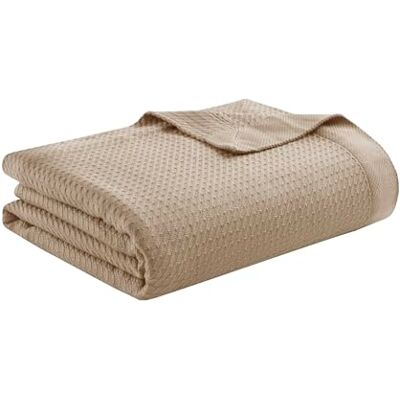 Madison Park Decke aus 100% ägyptischer Baumwolle, weich, atmungsaktiv, Waffelstrick, klassisches Design, ganzjährige, leichte Decke für Bett, Couch und Sofa, Khaki, Kingsize (274 x 229 cm) Madison Park Decke aus 100% ägyptischer Baumwolle, weich, atmungsaktiv, Waffelstrick, klassisches Design, ganzjährige, leichte Decke für Bett, Couch und Sofa, Khaki, Kingsize (274 x 229 cm)