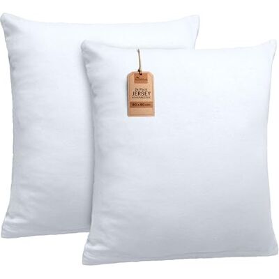 NatureMark 2er Set Jersey Kissenbezüge – Elastisch, weich, atmungsaktiv und hautfreundlich – Waschbare Kissenhülle 80x80 – Weiß NatureMark 2er Set Jersey Kissenbezüge – Elastisch, weich, atmungsaktiv und hautfreundlich – Waschbare Kissenhülle 80x80 – Weiß