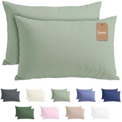 Lavea ® 2er Set Kissenbezug 50x70 Eukalyptus Kopfkissenbezug 100% Mikrofaser Kissenhülle Bügelfrei & Knitterfrei mit Reißverschluss Lavea ® 2er Set Kissenbezug 50x70 Eukalyptus Kopfkissenbezug 100% Mikrofaser Kissenhülle Bügelfrei & Knitterfrei mit Reißverschluss