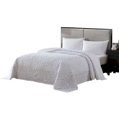 Beatrice Home Fashions Tagesdecke aus Chenille, für Hochzeit, Weiß Beatrice Home Fashions Tagesdecke aus Chenille, für Hochzeit, Weiß