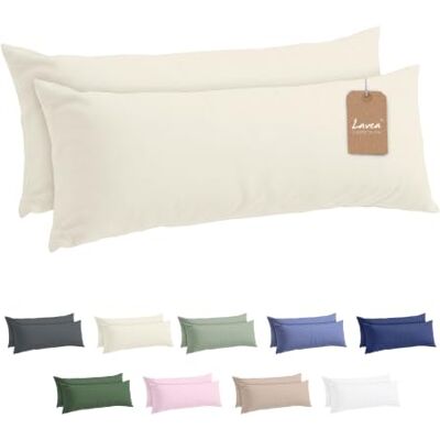 Lavea ® 2er Set Kissenbezug 40x145 Creme Kopfkissenbezug 100% Mikrofaser Kissenhülle Bügelfrei & Knitterfrei mit Reißverschluss Lavea ® 2er Set Kissenbezug 40x145 Creme Kopfkissenbezug 100% Mikrofaser Kissenhülle Bügelfrei & Knitterfrei mit Reißverschluss