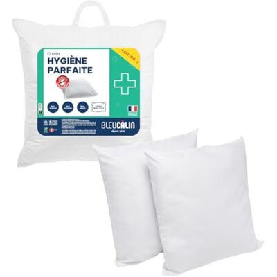 Bleu Calin Bleu Câlin 2er-Set Rechteckige Kissen Anti-Milben, Anti-Bakterien, Flauschiger Komfor,t 60x60 cm, Hülle 100% Baumwolle, Sortiment Perfekte Hygiene Bleu Calin Bleu Câlin 2er-Set Rechteckige Kissen Anti-Milben, Anti-Bakterien, Flauschiger Komfor,t 60x60 cm, Hülle 100% Baumwolle, Sortiment Perfekte Hygiene