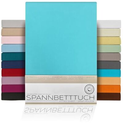 BEAUTEX Spannbettlaken Jersey Baumwolle Topper 180x200x15 cm Türkis atmungsaktiv, hautfreundlich, rundum elastisch, perfekte Passform, formstabil, 160 g/m², pflegeleicht, viele Farben BEAUTEX Spannbettlaken Jersey Baumwolle Topper 180x200x15 cm Türkis atmungsaktiv, hautfreundlich, rundum elastisch, perfekte Passform, formstabil, 160 g/m², pflegeleicht, viele Farben