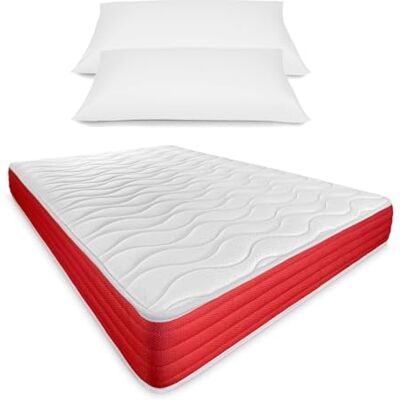 DUÉRMETE ONLINE Viskoelastische Matratze, wendbar, 150 x 190 cm, Kissenhülle, milbendicht, antibakteriell und hypoallergen DUÉRMETE ONLINE Viskoelastische Matratze, wendbar, 150 x 190 cm, Kissenhülle, milbendicht, antibakteriell und hypoallergen