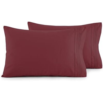 Elegant Comfort Luxuriöses, ultraweiches 2-teiliges Kissenbezug-Set, 1500 Premium-Mikrofaser in Hotelqualität, doppelt gebürstet, knitterfrei, Standard/Queen, Burgunderrot Elegant Comfort Luxuriöses, ultraweiches 2-teiliges Kissenbezug-Set, 1500 Premium-Mikrofaser in Hotelqualität, doppelt gebürstet, knitterfrei, Standard/Queen, Burgunderrot