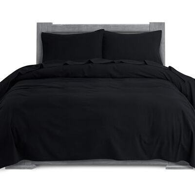 Elegant Comfort Weiches 4-teiliges Flanell-Bettwäsche-Set aus 100% türkischer Baumwolle, Premium-Qualität, tiefes Spannbetttuch, ultraweich, gemütlich, warm, Flanell-Bettlaken, Schwarz Elegant Comfort Weiches 4-teiliges Flanell-Bettwäsche-Set aus 100% türkischer Baumwolle, Premium-Qualität, tiefes Spannbetttuch, ultraweich, gemütlich, warm, Flanell-Bettlaken, Schwarz