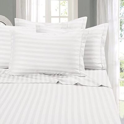 Elegant Comfort Eleganten Komfort Best, Weichsten, coziest 6 Tabelle Sets. – 1500 Fadenzahl Ägyptische Qualität Luxuriöse knitterfrei 6 Damast Streifen Bed Sheet Set, California King weiß Elegant Comfort Eleganten Komfort Best, Weichsten, coziest 6 Tabelle Sets. – 1500 Fadenzahl Ägyptische Qualität Luxuriöse knitterfrei 6 Damast Streifen Bed Sheet Set, California King weiß