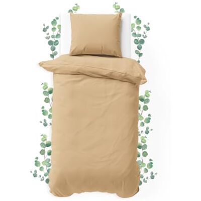 JACOBSON Bettwäsche 100% Baumwolle (135x200cm, Beige, 2-teilig) Set: 1 Bettbezug + 1 Kissenbezug 80 x 80 cm JACOBSON Bettwäsche 100% Baumwolle (135x200cm, Beige, 2-teilig) Set: 1 Bettbezug + 1 Kissenbezug 80 x 80 cm