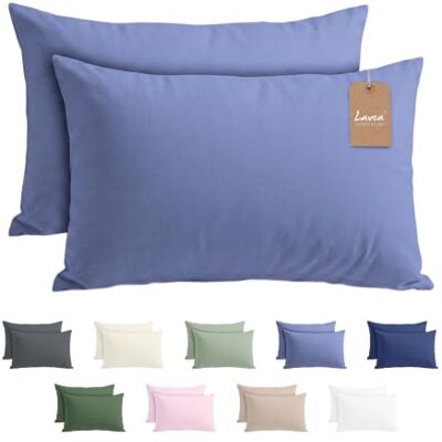 Lavea ® 2er Set Kissenbezug 40x60 Himmelblau Kopfkissenbezug 100% Mikrofaser Kissenhülle Bügelfrei & Knitterfrei mit Reißverschluss Lavea ® 2er Set Kissenbezug 40x60 Himmelblau Kopfkissenbezug 100% Mikrofaser Kissenhülle Bügelfrei & Knitterfrei mit Reißverschluss