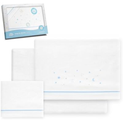 Blaues Baby Bettwäscheset - 3 Stück - Für 60x120cm Betten Blaues Baby Bettwäscheset - 3 Stück - Für 60x120cm Betten