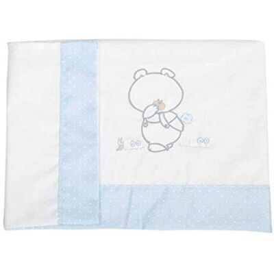 Babyline Bettlaken aus 100% Baumwolle, hypoallergen, atmungsaktiv und umweltfreundlich, weich, 3-teilig (Bettlaken, Spannbettlaken mit Gummizug und Kissen). 100 Pepo Celeste, Babyline Bettlaken aus 100% Baumwolle, hypoallergen, atmungsaktiv und umweltfreundlich, weich, 3-teilig (Bettlaken, Spannbettlaken mit Gummizug und Kissen). 100 Pepo Celeste,