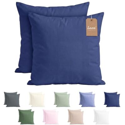 Lavea ® 2er Set Kissenbezug 40x40 Navyblau Kopfkissenbezug 100% Mikrofaser Kissenhülle Bügelfrei & Knitterfrei mit Reißverschluss Lavea ® 2er Set Kissenbezug 40x40 Navyblau Kopfkissenbezug 100% Mikrofaser Kissenhülle Bügelfrei & Knitterfrei mit Reißverschluss