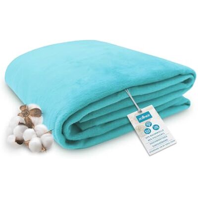 ZOLLNER Kuscheldecke flauschig in 150x200 cm weiche und langlebige Sofadecke in türkis waschbar bis 40°C Mischgewebe mit elegantem Einfassband Hotelqualität Oeko Tex® Zertifiziert ZOLLNER Kuscheldecke flauschig in 150x200 cm weiche und langlebige Sofadecke in türkis waschbar bis 40°C Mischgewebe mit elegantem Einfassband Hotelqualität Oeko Tex® Zertifiziert