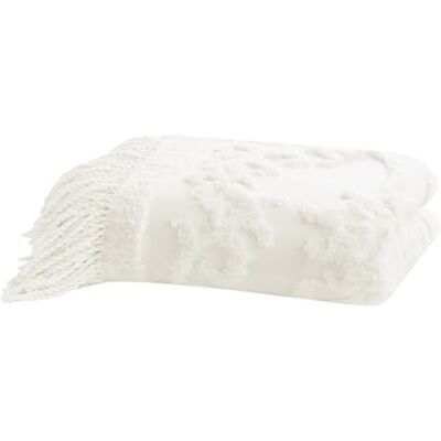 Madison Park Chloe 100% Baumwolle, getuftetes Chenille-Design mit Fransenquaste, elegant, schick Leichter, atmungsaktiver Bezug, luxuriöse Sommerdecke im Landhausstil, Elfenbein, 50" x 60 Madison Park Chloe 100% Baumwolle, getuftetes Chenille-Design mit Fransenquaste, elegant, schick Leichter, atmungsaktiver Bezug, luxuriöse Sommerdecke im Landhausstil, Elfenbein, 50" x 60