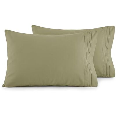Elegant Comfort Luxuriöses, ultraweiches 2-teiliges Kissenbezug-Set, 1500 Premium-Mikrofaser in Hotelqualität, doppelt gebürstet, knitterfrei, Standard/Queen, Salbei/Grün Elegant Comfort Luxuriöses, ultraweiches 2-teiliges Kissenbezug-Set, 1500 Premium-Mikrofaser in Hotelqualität, doppelt gebürstet, knitterfrei, Standard/Queen, Salbei/Grün
