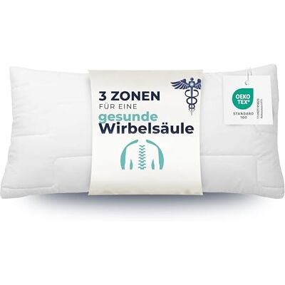 ZOLLNER Deluxe Kissen 3-Zonen Kopfkissen Made in Europe – Polyester waschbar bis 95°C 40x80 cm Hotelqualität Oeko Tex® Zertifiziert ZOLLNER Deluxe Kissen 3-Zonen Kopfkissen Made in Europe – Polyester waschbar bis 95°C 40x80 cm Hotelqualität Oeko Tex® Zertifiziert
