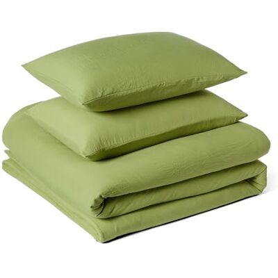 Amazon Bettwäsche-Set, Vorgewaschene Mikrofaser, Extra Weich mit Knitter-Look, Bügelfrei, Bettbezug 240cm x 220cm & 2 Kissenbezüge 50cm x 80cm, 3-teilig, Grün Amazon Bettwäsche-Set, Vorgewaschene Mikrofaser, Extra Weich mit Knitter-Look, Bügelfrei, Bettbezug 240cm x 220cm & 2 Kissenbezüge 50cm x 80cm, 3-teilig, Grün