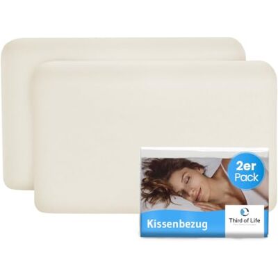 Third of Life Kissenbezug 40x25 Elfenbein-Weiß Doppelpack für VOLAR Reisekissen Baumwolle (Double Jersey), Bügelfrei & trocknergeeignet, Kissenhüllen 2er Set mit Reißverschluss, Oeko-Tex Zertifiziert Third of Life Kissenbezug 40x25 Elfenbein-Weiß Doppelpack für VOLAR Reisekissen Baumwolle (Double Jersey), Bügelfrei & trocknergeeignet, Kissenhüllen 2er Set mit Reißverschluss, Oeko-Tex Zertifiziert