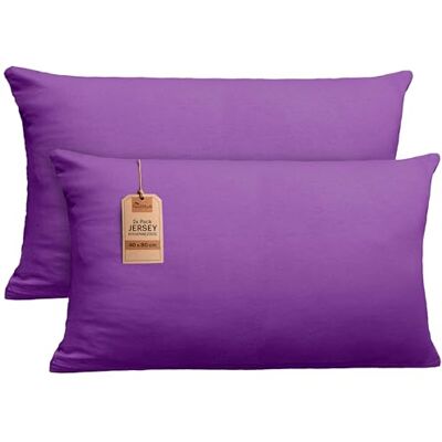 NatureMark 2er Set Jersey Kissenbezüge – Elastisch, weich, atmungsaktiv und hautfreundlich – Waschbare Kissenhülle 40x80 – Lila NatureMark 2er Set Jersey Kissenbezüge – Elastisch, weich, atmungsaktiv und hautfreundlich – Waschbare Kissenhülle 40x80 – Lila