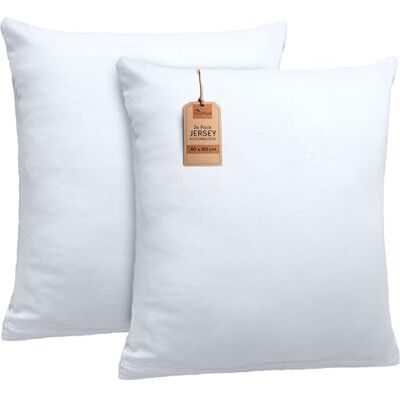 NatureMark 2er Set Jersey Kissenbezüge – Elastisch, weich, atmungsaktiv und hautfreundlich – Waschbare Kissenhülle 40x40 – Weiß NatureMark 2er Set Jersey Kissenbezüge – Elastisch, weich, atmungsaktiv und hautfreundlich – Waschbare Kissenhülle 40x40 – Weiß