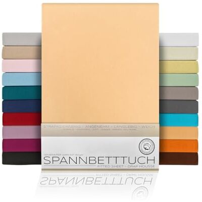 BEAUTEX Spannbettlaken Jersey Baumwolle Topper 180x200x15 cm Apricot atmungsaktiv, hautfreundlich, rundum elastisch, perfekte Passform, formstabil, 160 g/m², pflegeleicht, viele Farben BEAUTEX Spannbettlaken Jersey Baumwolle Topper 180x200x15 cm Apricot atmungsaktiv, hautfreundlich, rundum elastisch, perfekte Passform, formstabil, 160 g/m², pflegeleicht, viele Farben