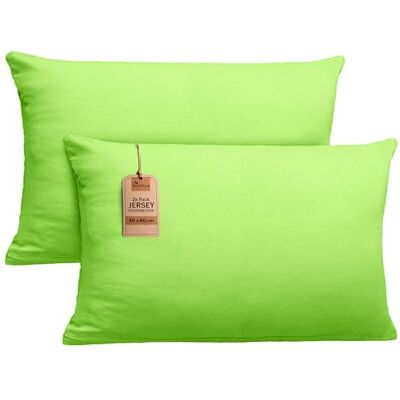 NatureMark 2er Set Jersey Kissenbezüge – Elastisch, weich, atmungsaktiv und hautfreundlich – Waschbare Kissenhülle 40x60 (ideal für Nackenkissen) – Apfel Grün NatureMark 2er Set Jersey Kissenbezüge – Elastisch, weich, atmungsaktiv und hautfreundlich – Waschbare Kissenhülle 40x60 (ideal für Nackenkissen) – Apfel Grün