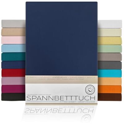 BEAUTEX Spannbettlaken Jersey Baumwolle Topper 90x200x15 cm Navyblau atmungsaktiv, hautfreundlich, rundum elastisch, perfekte Passform, formstabil, 160 g/m², pflegeleicht, viele Farben BEAUTEX Spannbettlaken Jersey Baumwolle Topper 90x200x15 cm Navyblau atmungsaktiv, hautfreundlich, rundum elastisch, perfekte Passform, formstabil, 160 g/m², pflegeleicht, viele Farben