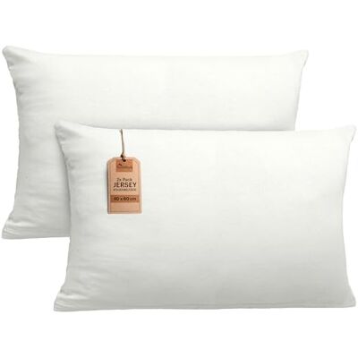NatureMark 2er Set Jersey Kissenbezüge – Elastisch, weich, atmungsaktiv und hautfreundlich – Waschbare Kissenhülle 40x60 (ideal für Nackenkissen) – Natur/Creme NatureMark 2er Set Jersey Kissenbezüge – Elastisch, weich, atmungsaktiv und hautfreundlich – Waschbare Kissenhülle 40x60 (ideal für Nackenkissen) – Natur/Creme