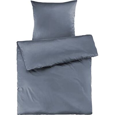 Pure Mako Satin Bettwäsche blau 135 x 200 cm mit Kissenbezug 80 x 80 cm aus 100% Baumwolle Traumhaft weiches Mako Satin Bettwäsche Set in Uni Pure Mako Satin Bettwäsche blau 135 x 200 cm mit Kissenbezug 80 x 80 cm aus 100% Baumwolle Traumhaft weiches Mako Satin Bettwäsche Set in Uni