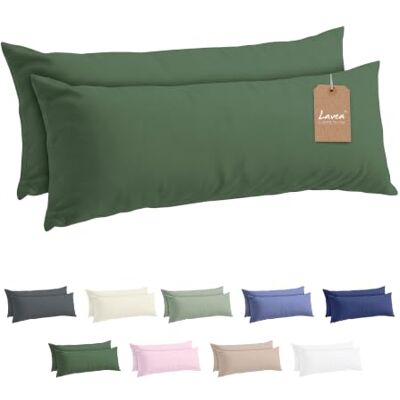 Lavea ® 2er Set Kissenbezug 40x145 Olivegrün Kopfkissenbezug 100% Mikrofaser Kissenhülle Bügelfrei & Knitterfrei mit Reißverschluss Lavea ® 2er Set Kissenbezug 40x145 Olivegrün Kopfkissenbezug 100% Mikrofaser Kissenhülle Bügelfrei & Knitterfrei mit Reißverschluss