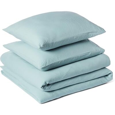 Amazon Bettwäsche 200x200 3teilig Vorgewaschene Mikrofaser, Extra Weich mit Knitter-Look, Bügelfrei, Bettbezug 200x200 cm & 2 Kissenbezüge 80x80 cm, Blau Amazon Bettwäsche 200x200 3teilig Vorgewaschene Mikrofaser, Extra Weich mit Knitter-Look, Bügelfrei, Bettbezug 200x200 cm & 2 Kissenbezüge 80x80 cm, Blau