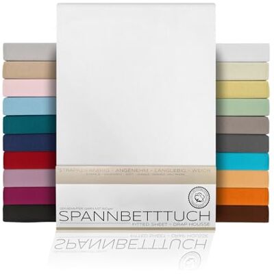 BEAUTEX Spannbettlaken Jersey Baumwolle Topper 90x200x15 cm Weiß atmungsaktiv, hautfreundlich, rundum elastisch, perfekte Passform, formstabil, 160 g/m², pflegeleicht, viele Farben BEAUTEX Spannbettlaken Jersey Baumwolle Topper 90x200x15 cm Weiß atmungsaktiv, hautfreundlich, rundum elastisch, perfekte Passform, formstabil, 160 g/m², pflegeleicht, viele Farben