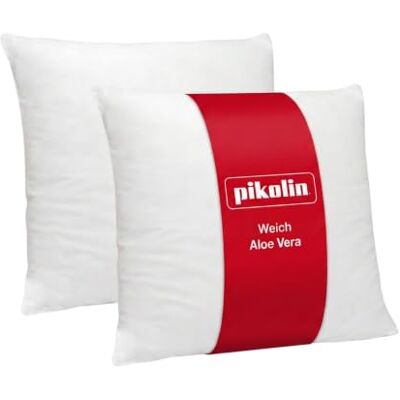 PIKOLIN Kopfkissen 60 x 60 cm – 2er Set, Bauchschläferkissen, dermoprotektive Faserfüllung, Außenbezug aus reiner Baumwolle mit Aloe Vera Behandlung, niedrige Festigkeit PIKOLIN Kopfkissen 60 x 60 cm – 2er Set, Bauchschläferkissen, dermoprotektive Faserfüllung, Außenbezug aus reiner Baumwolle mit Aloe Vera Behandlung, niedrige Festigkeit