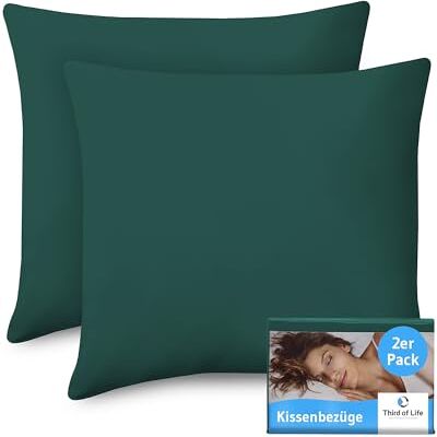 Third of Life Kissenbezug 80x80 Meer-Grün Doppelpack, Mit Premium Mako-Baumwolle Kopfkissen-Bezüge für 80 x 80 Kissen, Kissenschoner, für Seitenschläferkissen, Sofakissen, 2-er Set Kissenbezüge, Ökotex 100 Third of Life Kissenbezug 80x80 Meer-Grün Doppelpack, Mit Premium Mako-Baumwolle Kopfkissen-Bezüge für 80 x 80 Kissen, Kissenschoner, für Seitenschläferkissen, Sofakissen, 2-er Set Kissenbezüge, Ökotex 100